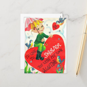Cartes Pour Fêtes Annuelles retro vintage Valentine garçon