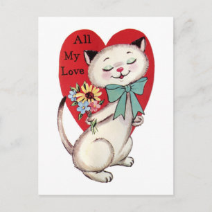 Cartes Pour Fêtes Annuelles Retro Vintage Valentine My Love Cat Design