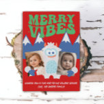 Cartes Pour Fêtes Annuelles Retro Yeti Whimsical Deux Enfants Photo Noël<br><div class="desc">Cette carte de Noël fantaisiste présente un design yeti illustré à la main et amusant avec des polices rétro. Customisez facilement ces cartes pour ajouter 2 photos en utilisant la fonction de personnalisation.</div>