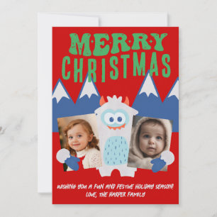 Cartes Pour Fêtes Annuelles Retro Yeti Whimsical Kids Christmas 2 Photo