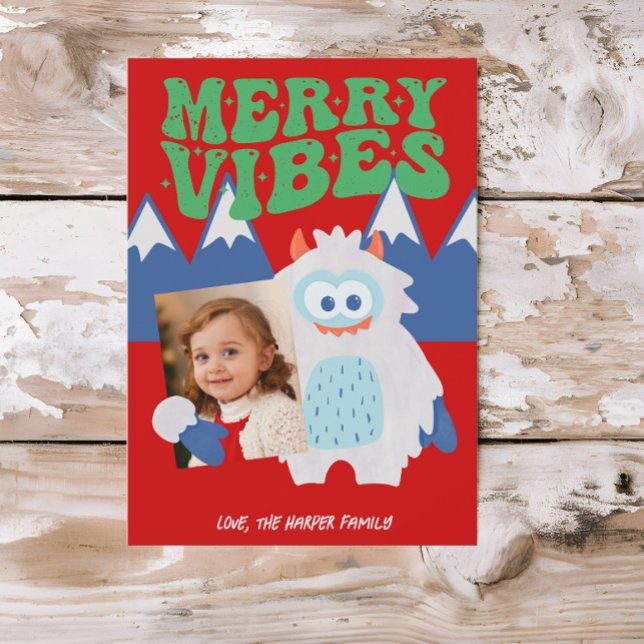 Cartes Pour Fêtes Annuelles Retro Yeti Whimsical Kids Noël (Créateur téléchargé)