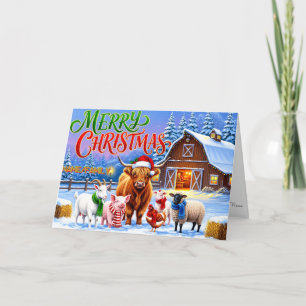 Cartes Pour Fêtes Annuelles Réunion d'animaux de ferme à Noël