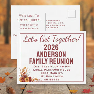 Cartes Pour Fêtes Annuelles Réunion de famille aux fleurs sauvages d'automne