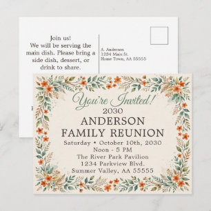Cartes Pour Fêtes Annuelles Réunion de famille de la fleur sauvage d'automne V