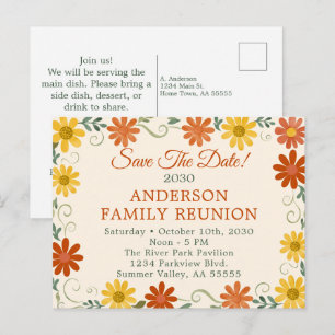 Cartes Pour Fêtes Annuelles Réunion de famille rétro groovy, enregistrez la da