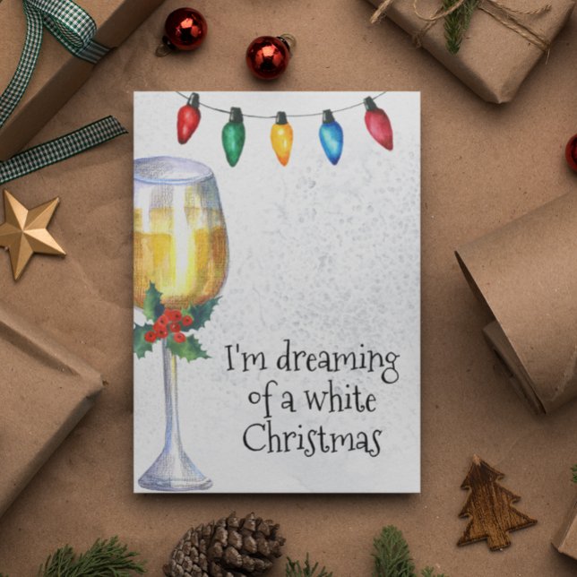Cartes Pour Fêtes Annuelles Rêvant d'un Amoureux du Vin de Noël Blanc (Créateur téléchargé)