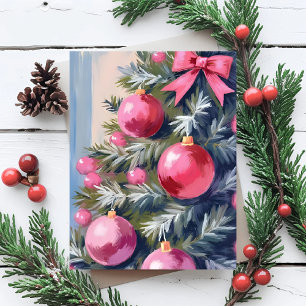 Cartes Pour Fêtes Annuelles Rêvant d'un Noël rose   Joyeuse Aquarelle