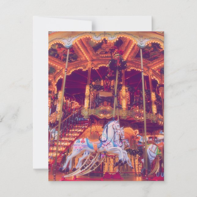 Cartes Pour Fêtes Annuelles rêve d'enfance - vieux carrousel à chevaux (Devant)
