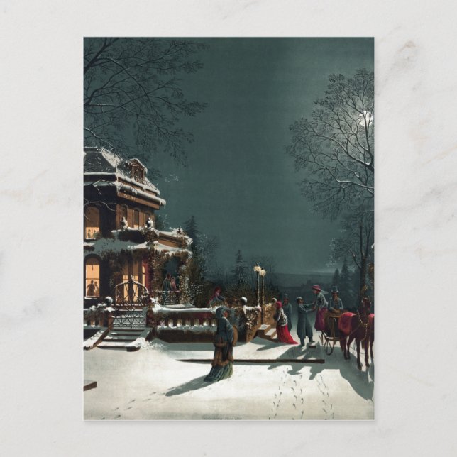 Cartes Pour Fêtes Annuelles Réveillon de Noël 1880 (Devant)