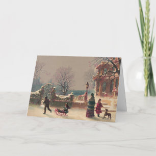 Cartes Pour Fêtes Annuelles Réveillon de Noël à Park Vintage Noël