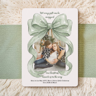 Cartes Pour Fêtes Annuelles Révélation de bébé miracle de Noël au ruban aquare