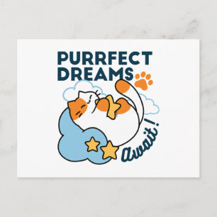Cartes Pour Fêtes Annuelles Rêves Parfaits Attendent – Rêve de Chat Mignon End