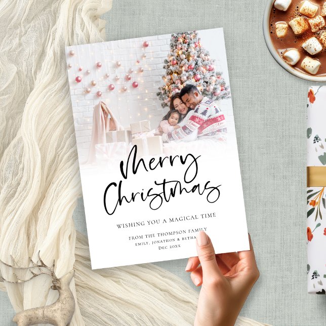 Cartes Pour Fêtes Annuelles Revêtement de photo familiale moderne Joyeux Noël (Créateur téléchargé)