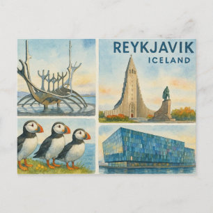 Cartes Pour Fêtes Annuelles Reykjavik Islande multivue 