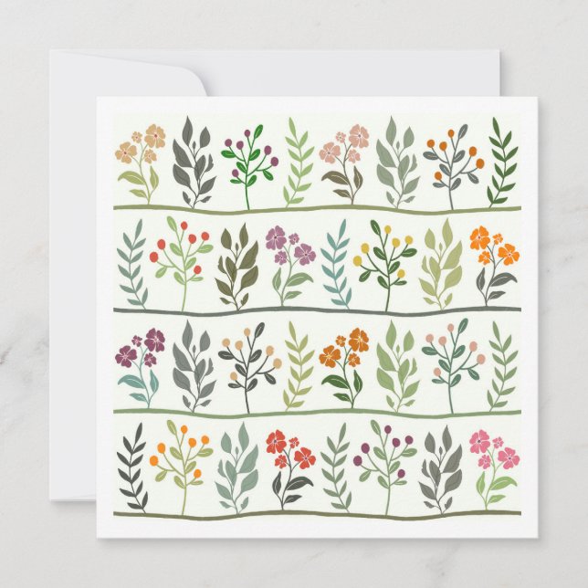 Cartes Pour Fêtes Annuelles Rhapsodie botanique colorée - Art de silhouette fl (Devant)