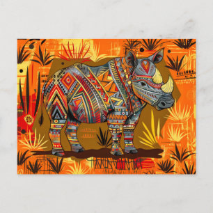 Cartes Pour Fêtes Annuelles rhinocéros africains avec peinture corporelle trib