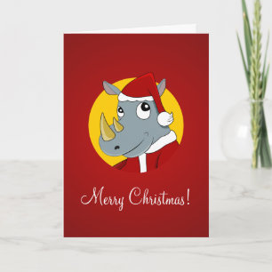 Cartes Pour Fêtes Annuelles Rhinocéros de Noël dessin animé