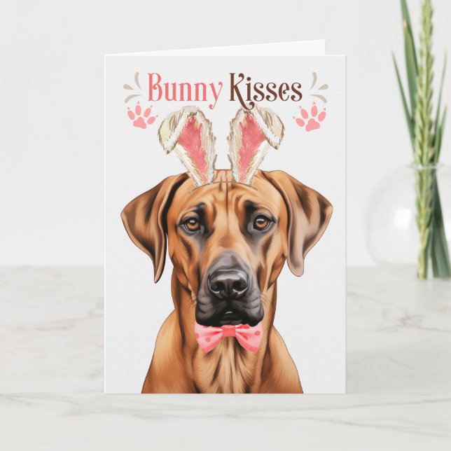 Cartes Pour Fêtes Annuelles Rhodesian Ridgeback Chien Bunny Oreilles pour Pâqu (Devant)