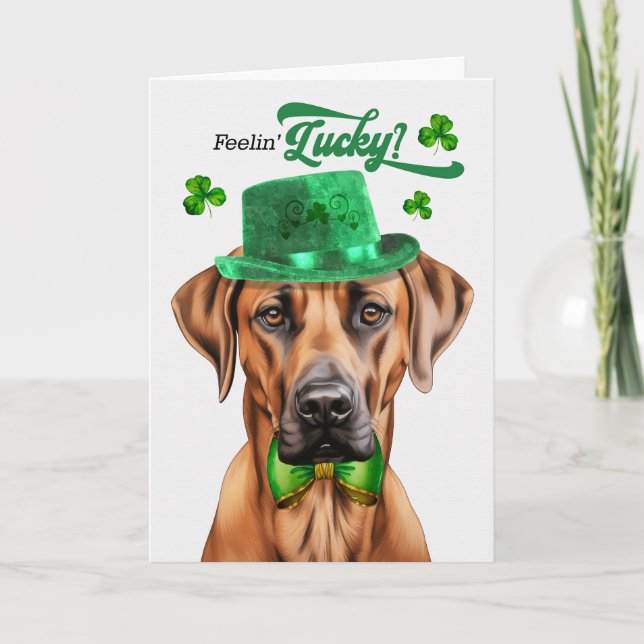 Cartes Pour Fêtes Annuelles Rhodesian Ridgeback Chien Lucky St Patrick's Day (Devant)