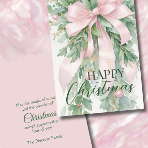 Cartes Pour Fêtes Annuelles Ribbon de Noël rose satin vert creux