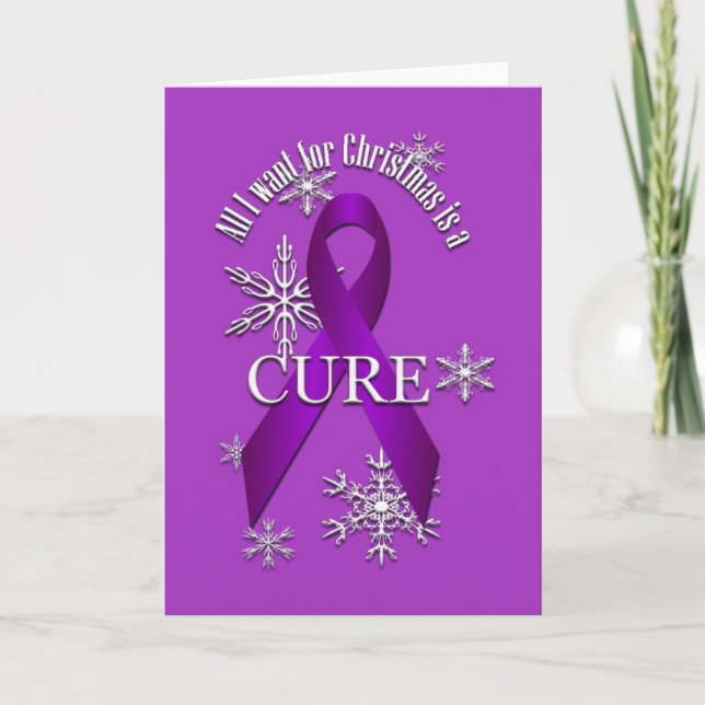 Cartes Pour Fêtes Annuelles Ribbon de sensibilisation à la violette Noël Cure  (Devant)