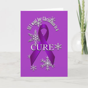 Cartes Pour Fêtes Annuelles Ribbon de sensibilisation à la violette Noël Cure