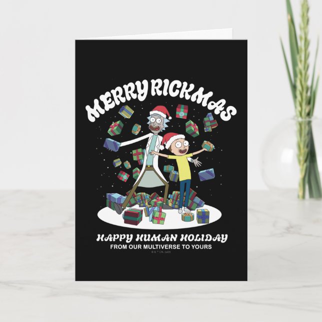 Cartes Pour Fêtes Annuelles Rick et Morty | Merry Rickmas Présente (Devant)