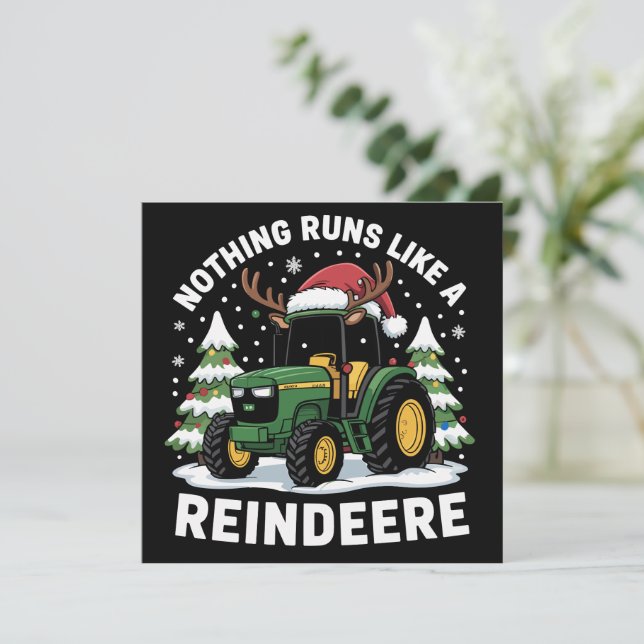 Cartes Pour Fêtes Annuelles Rien ne vaut un tracteur de Noël à renne (Debout devant)