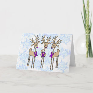 Cartes Pour Fêtes Annuelles Rindeer à ruban pourpre - Maladie d'Alzheimer