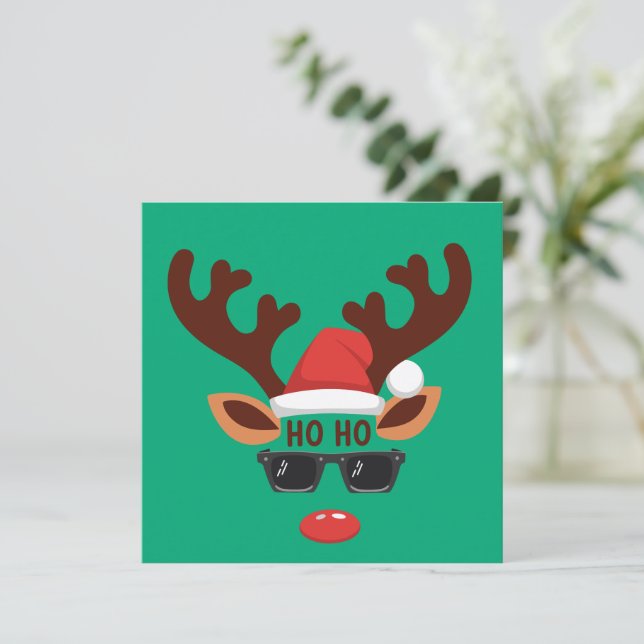 Cartes Pour Fêtes Annuelles Rindeer drôle Noël hiver Famille mignonne Cerf (Debout devant)