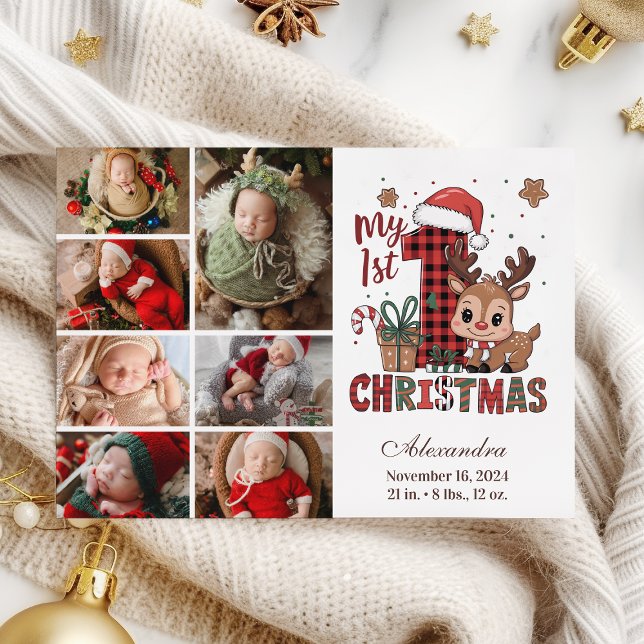 Cartes Pour Fêtes Annuelles Rinder Plaid 7 Photo Premier Noël (Créateur téléchargé)