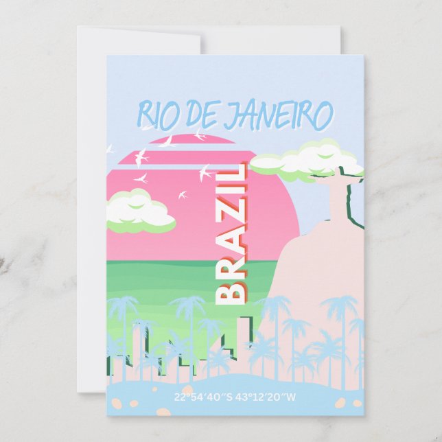 Cartes Pour Fêtes Annuelles Rio de Janeiro Brésil Voyage Art Blue Illustration (Devant)