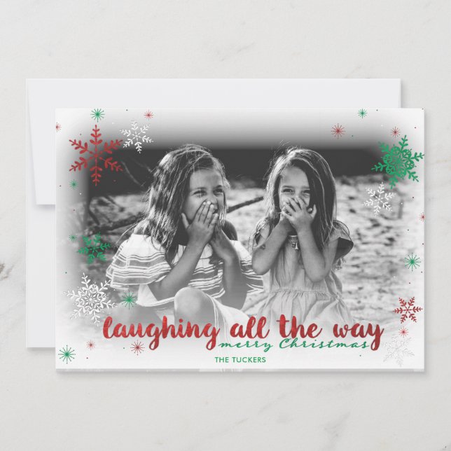 Cartes Pour Fêtes Annuelles Rire tout au long de Foil Snowflakes Full Photo (Devant)