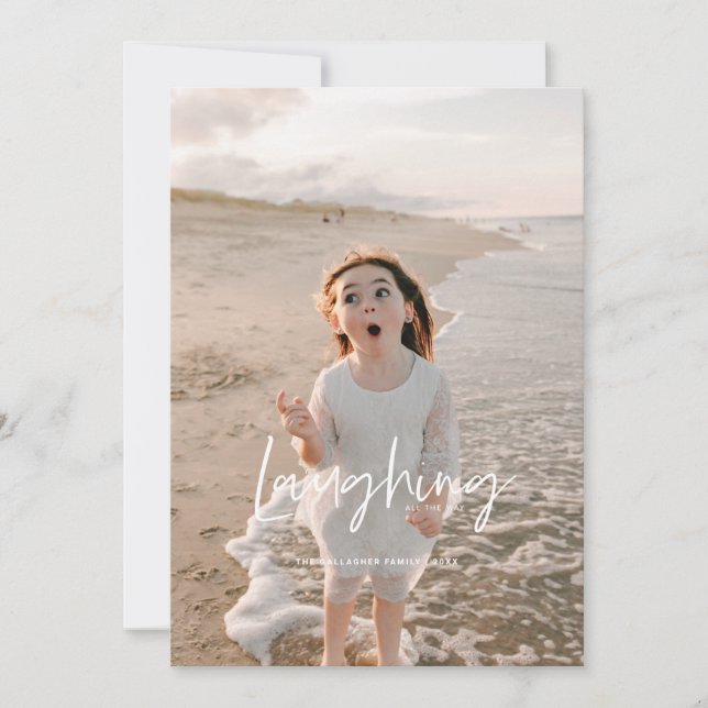 Cartes Pour Fêtes Annuelles Rire Tout Le Chemin Blanc (Devant)