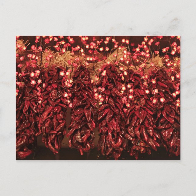 Cartes Pour Fêtes Annuelles Ristras de piment avec des lumières de vacances (Devant)