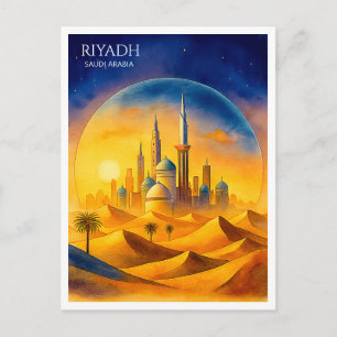 Cartes Pour Fêtes Annuelles Riyadh Arabie Saoudite Aquarelle Skyline  