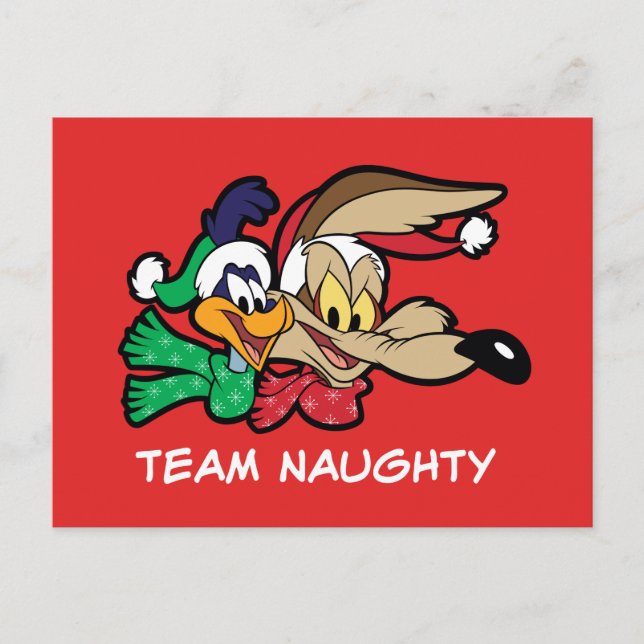 Cartes Pour Fêtes Annuelles ROAD RUNNER™ & Wile E. Coyote "Team Naughty" (Devant)