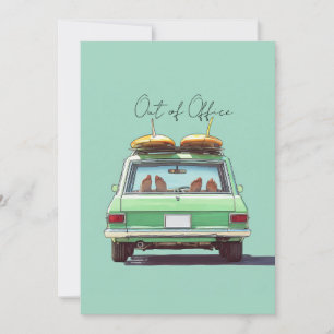 Cartes Pour Fêtes Annuelles Road Trip en Surf Wagon – Voiture de plage rétro