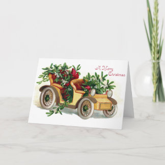Cartes Pour Fêtes Annuelles Roadster plein de Mistletoe Vintage Noël