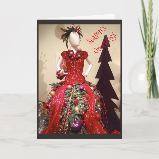 Cartes Pour Fêtes Annuelles Robe Afrocentrique Forme Mannequin Arbre de Noël (Devant)