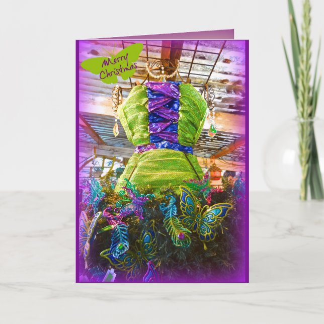 Cartes Pour Fêtes Annuelles Robe Mannequin Papillon Forme Arbre de Noël (Devant)