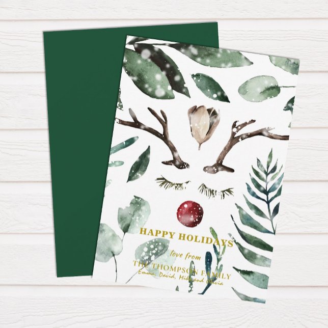Cartes Pour Fêtes Annuelles Robe Rustique Vert Folithe Magnolia (Créateur téléchargé)