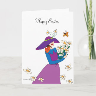 Cartes Pour Fêtes Annuelles Robe violette Fille de Pâques