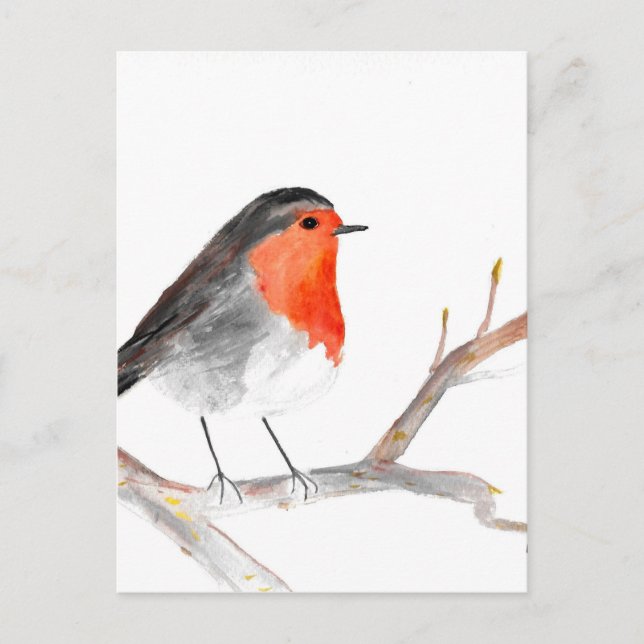 Cartes Pour Fêtes Annuelles Robin aquarelle peinture art de Noël (Devant)