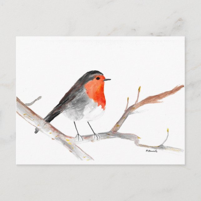 Cartes Pour Fêtes Annuelles Robin aquarelle peinture art de Noël (Devant)