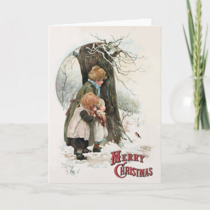 Cartes Pour Fêtes Annuelles Robin rond - Noël vintage de H M Bennett