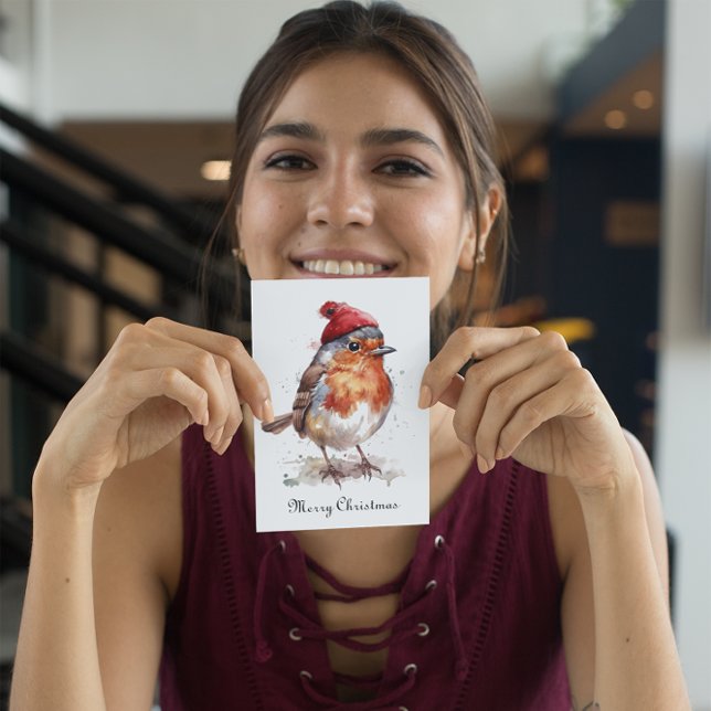 Cartes Pour Fêtes Annuelles Robin rouge de Noël personnalisable (Créateur téléchargé)