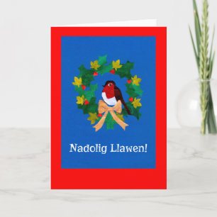 Cartes Pour Fêtes Annuelles Robin sur Wreath Christmas Card : Salutation gallo