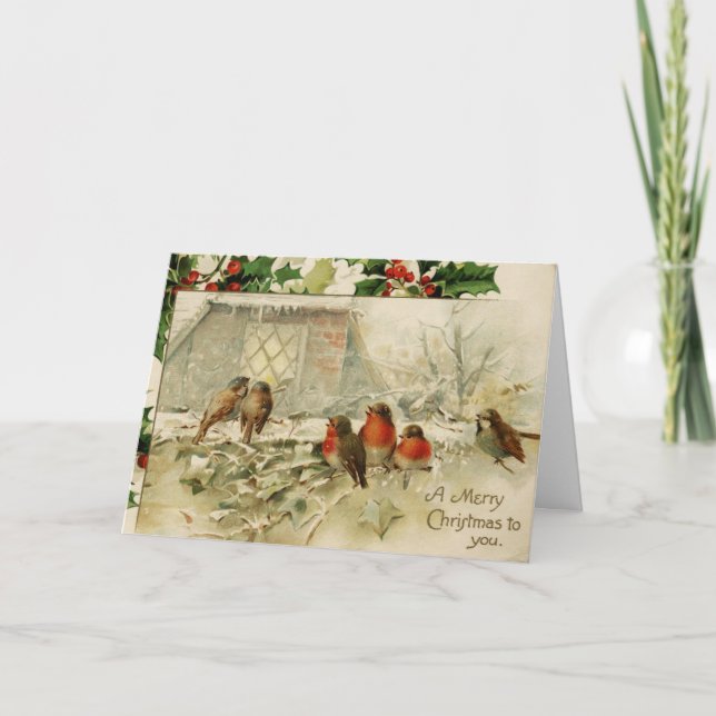 Cartes Pour Fêtes Annuelles Robins de bébé adorables de Noël (Devant)
