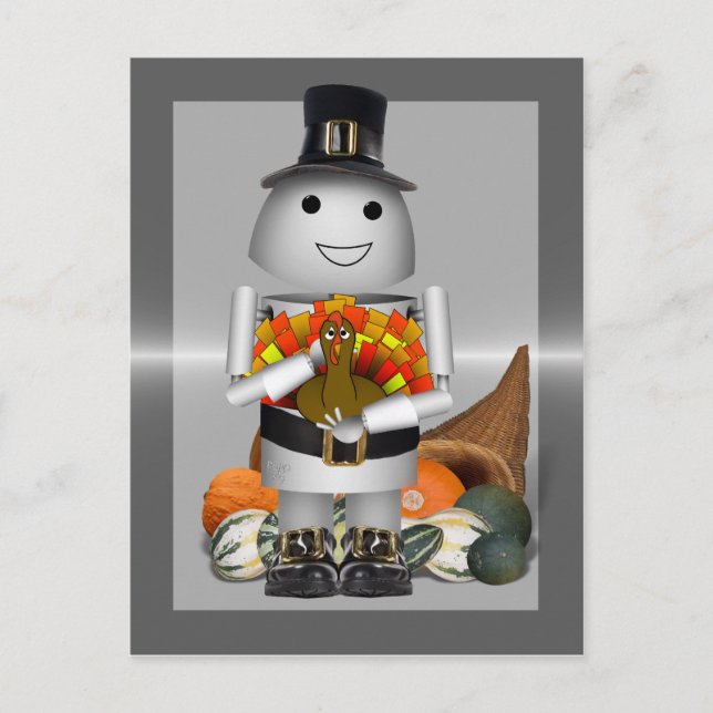 Cartes Pour Fêtes Annuelles Robo-x9 célèbre Thanksgiving (Devant)